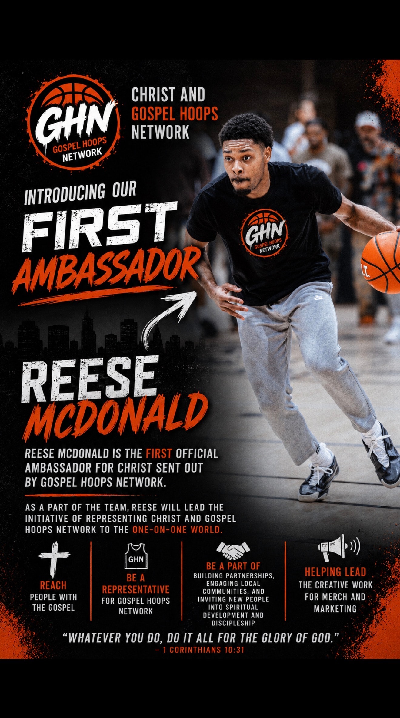 Reese McDonald — GHN's first official ambassador announcement poster