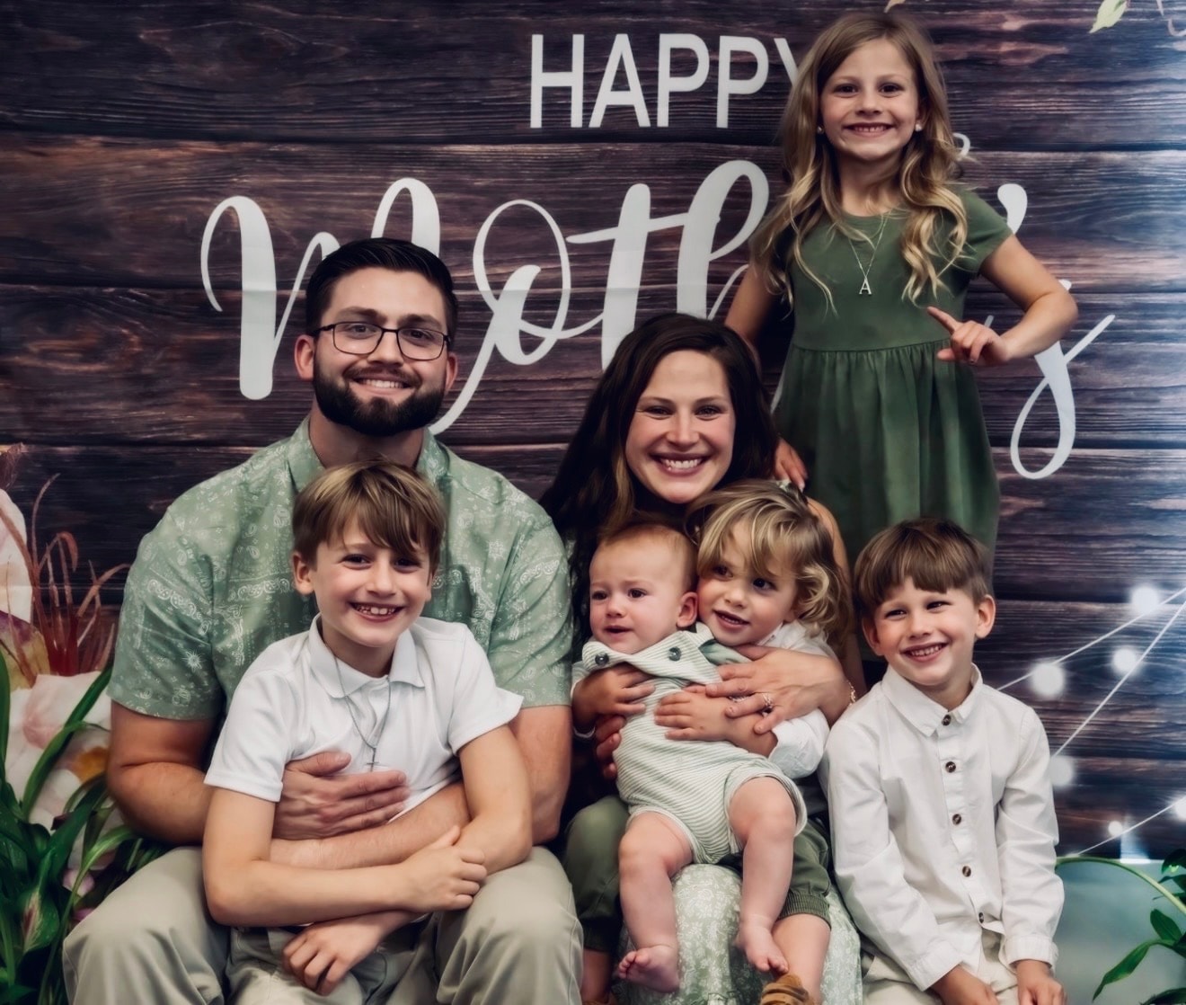 Mark Page with his wife Jordan and their five children